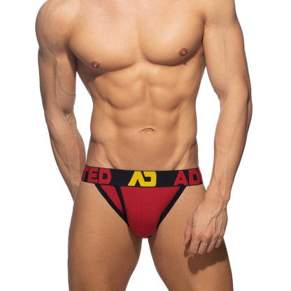ADDICTED Open Fly Cotton Bikini Red/Black