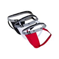 MM Sports The Original Swimmer/Jogger Jockstrap 1 inch Multipack 1x Black + 1x White + 1x Red